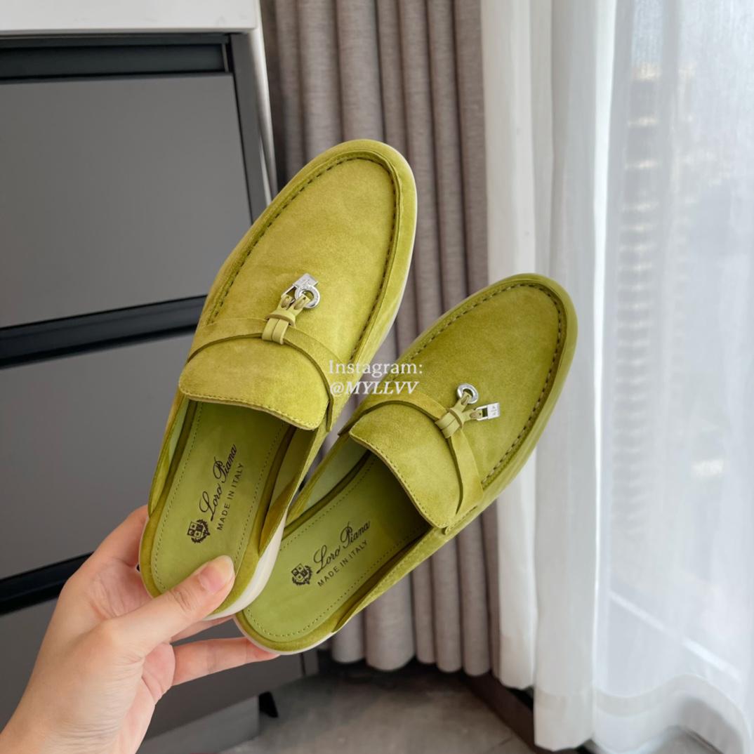 Loro Piana Frosted Leather Women's Comfortable Semi Slippers - Image 7