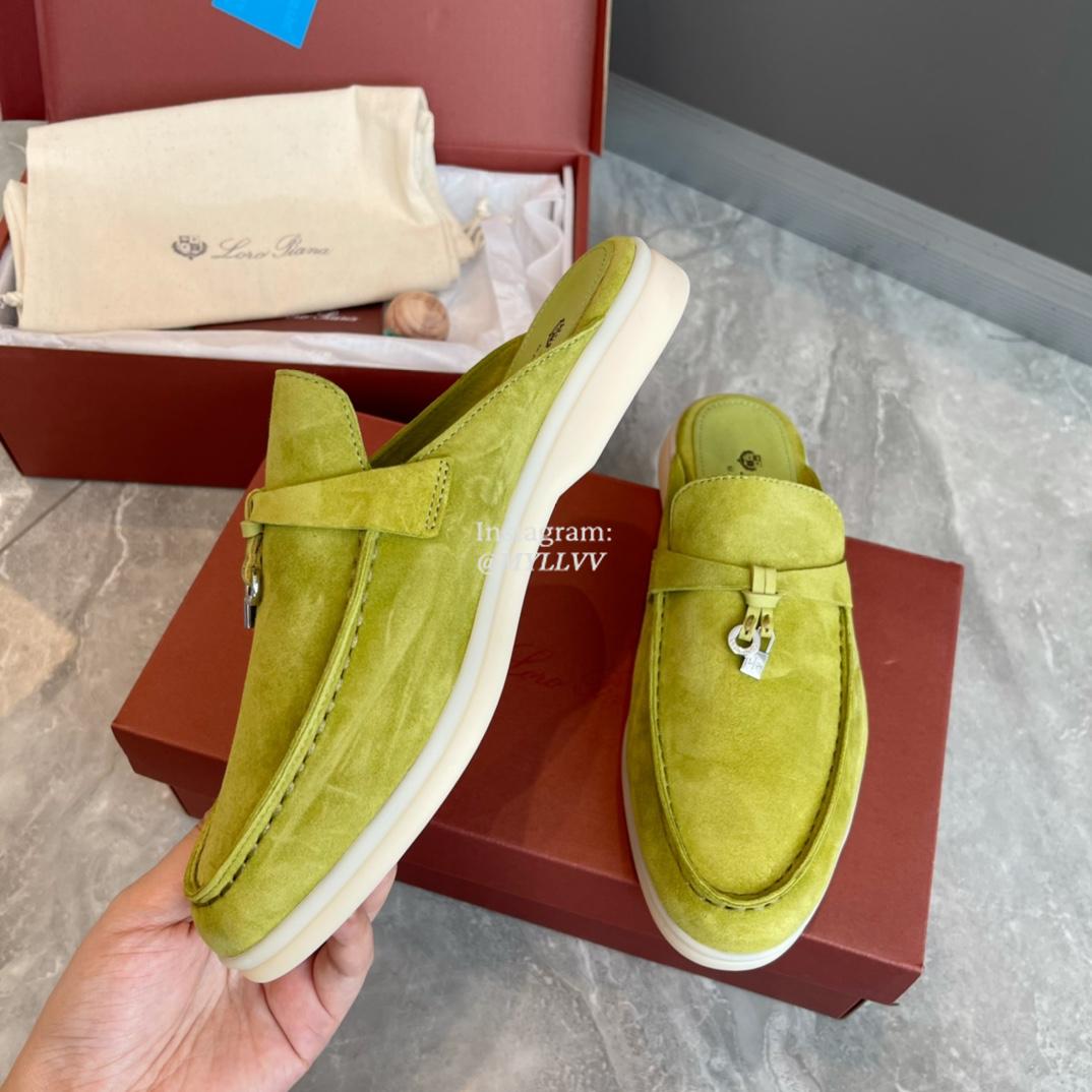 Loro Piana Frosted Leather Women's Comfortable Semi Slippers - Image 6