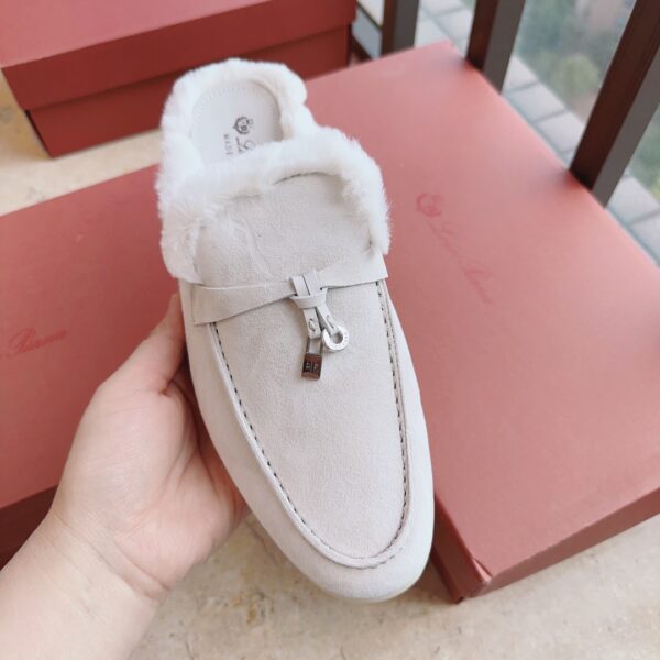 Loro Piana Classic Pendant Mokasin Hairy Shoes Half Slippers - Image 5