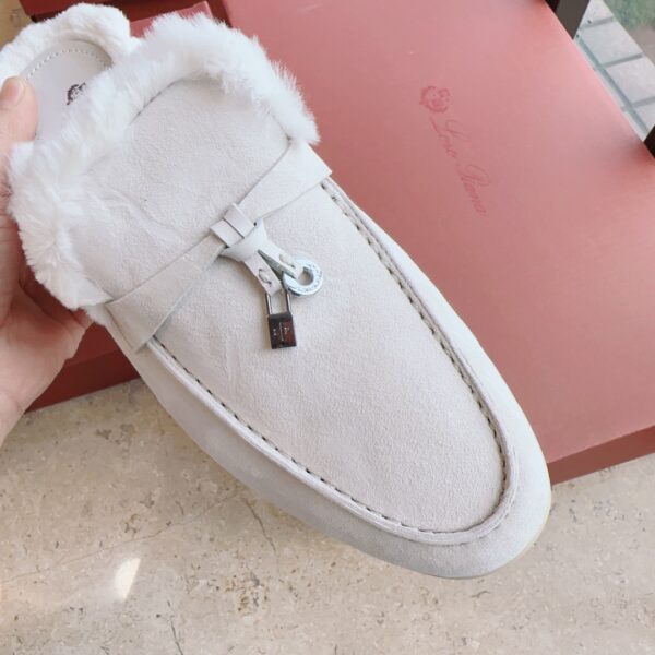 Loro Piana Classic Pendant Mokasin Hairy Shoes Half Slippers - Image 6