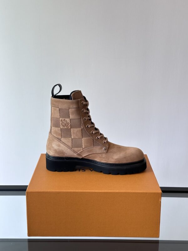 Louis Vuitton Checker Series Suede Cow Leather Thick Soled Martin Boots - Image 6