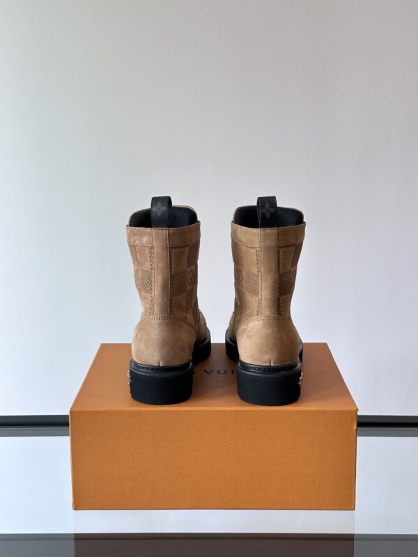 Louis Vuitton Checker Series Suede Cow Leather Thick Soled Martin Boots - Image 7