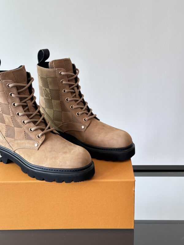 Louis Vuitton Checker Series Suede Cow Leather Thick Soled Martin Boots - Image 8