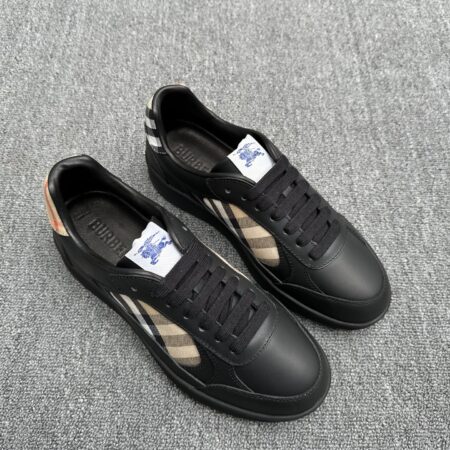 Burberry Terrace Diagonal Plaid Calf Leather Sneakers