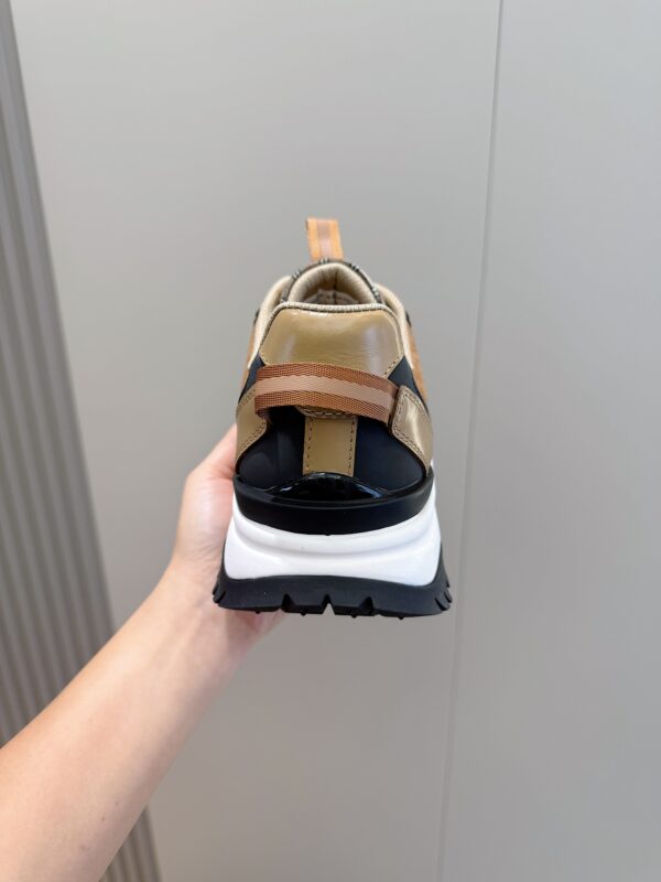 Burberry Vintage Plaid And Cowhide Leather Thick Soled Sneakers - Image 8