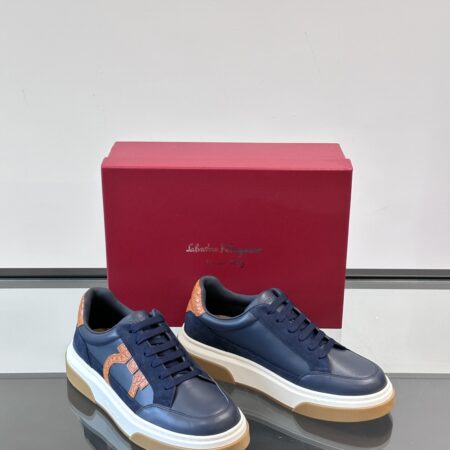Salvatore Ferragamo Men's Printed Mesh Splicing Casual Sports Shoes