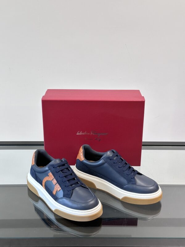 Salvatore Ferragamo Men's Printed Mesh Splicing Casual Sports Shoes