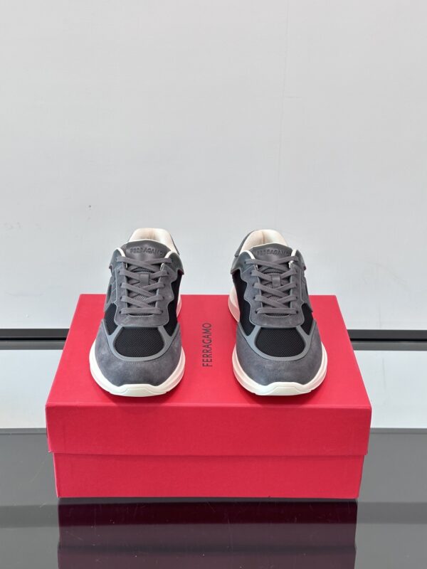 Salvatore Ferragamo New Mesh Breathable Splicing Calf Leather Casual Sports Shoes - Image 3