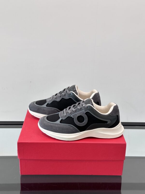 Salvatore Ferragamo New Mesh Breathable Splicing Calf Leather Casual Sports Shoes - Image 4