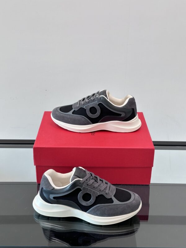 Salvatore Ferragamo New Mesh Breathable Splicing Calf Leather Casual Sports Shoes - Image 5