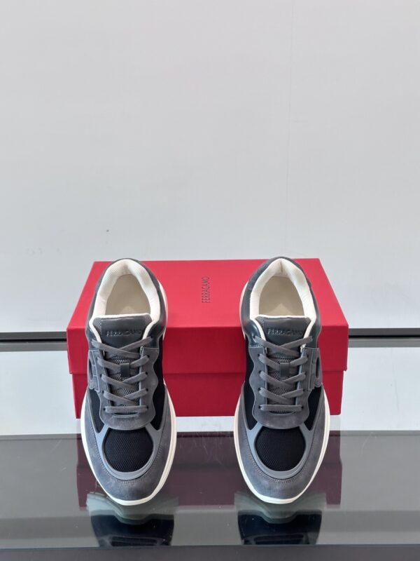Salvatore Ferragamo New Mesh Breathable Splicing Calf Leather Casual Sports Shoes - Image 6