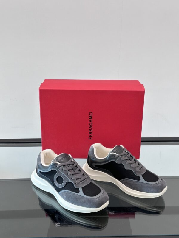 Salvatore Ferragamo New Mesh Breathable Splicing Calf Leather Casual Sports Shoes