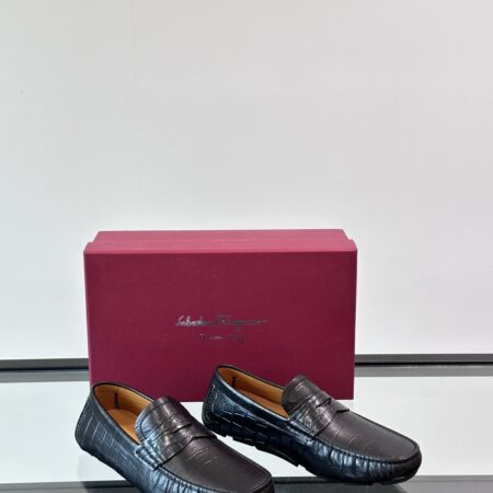 Salvatore Ferragamo Men's High Quality Cowhide Leather Casual Loafers
