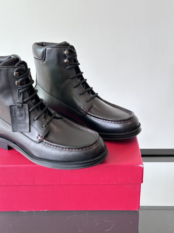 Salvatore Ferragamo Men's Autumn And Winter Cowhide Ankle Boots - Image 8