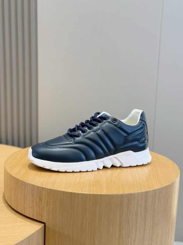 Giorgio Armani Suede Plain Weave Cowhide Lace Up Casual Sports Shoes - Image 3