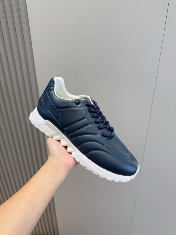 Giorgio Armani Suede Plain Weave Cowhide Lace Up Casual Sports Shoes - Image 5