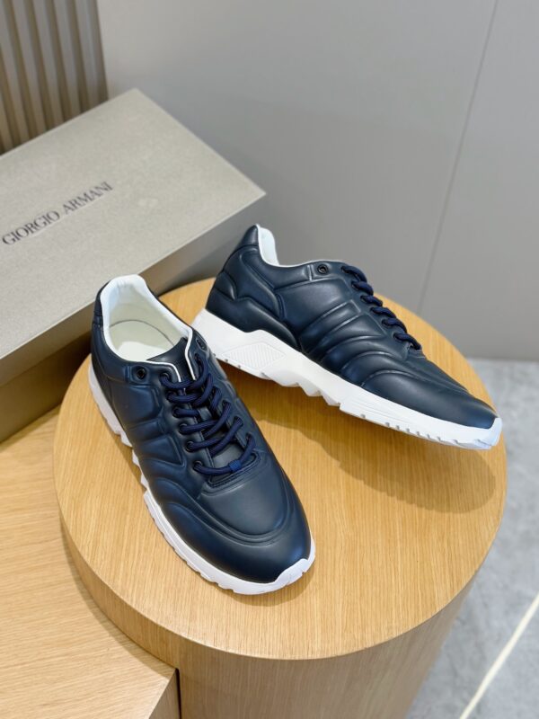 Giorgio Armani Suede Plain Weave Cowhide Lace Up Casual Sports Shoes - Image 6