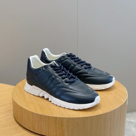 Giorgio Armani Suede Plain Weave Cowhide Lace Up Casual Sports Shoes