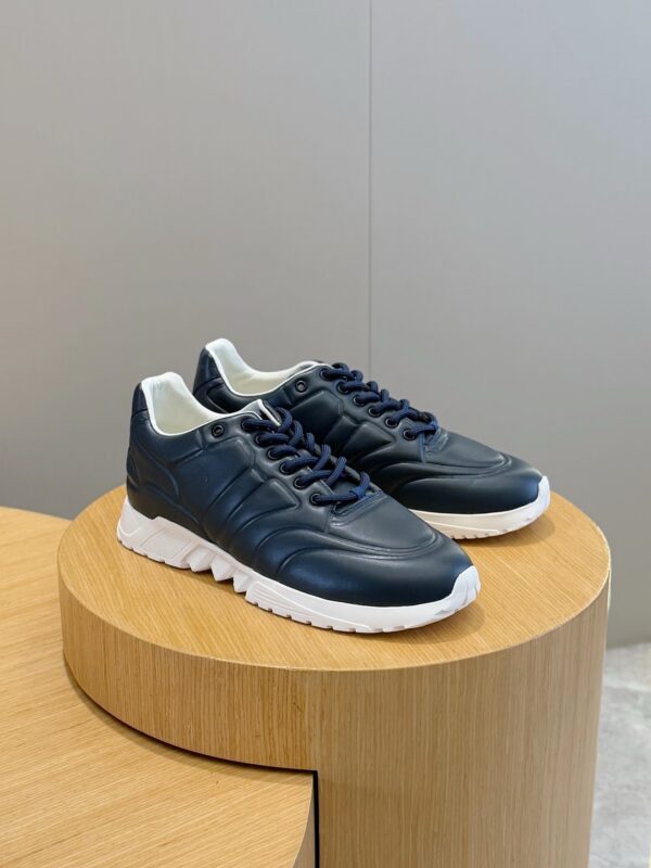 Giorgio Armani Suede Plain Weave Cowhide Lace Up Casual Sports Shoes