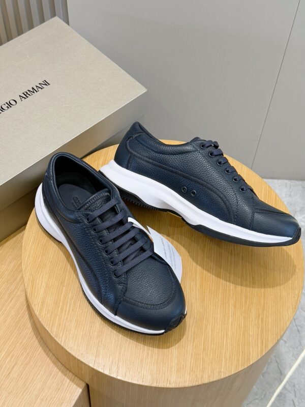 Giorgio Armani Plain Weave Cowhide Lace Up Casual Sports Shoes - Image 6