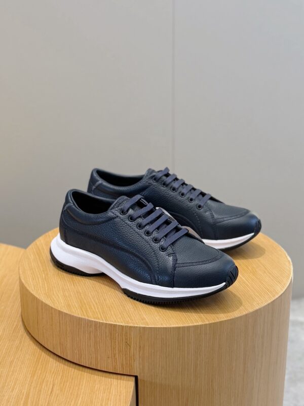 Giorgio Armani Plain Weave Cowhide Lace Up Casual Sports Shoes