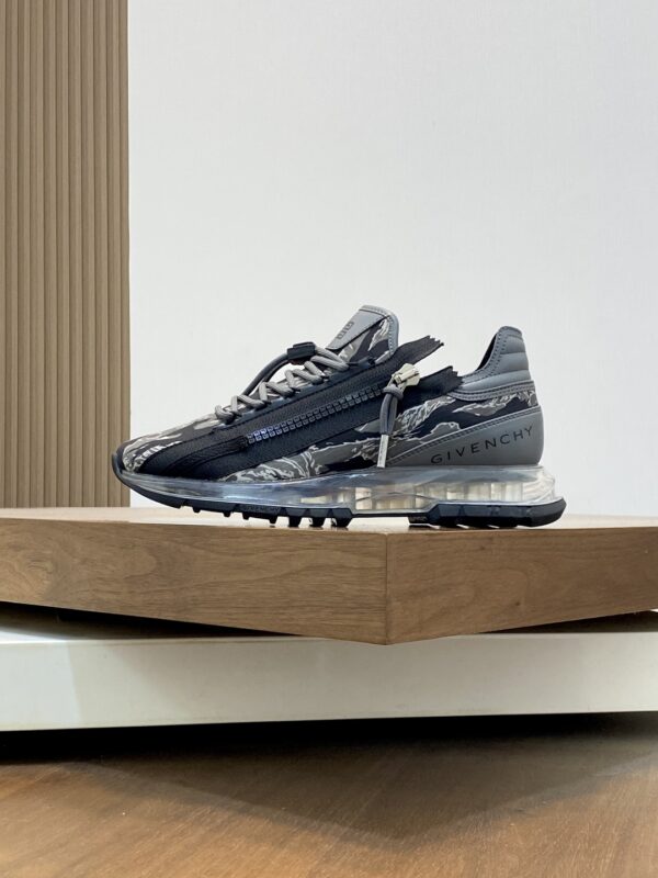 Givenchy Nappa Calf Leather And Camouflage Canvas Casual Sports Shoes - Image 3
