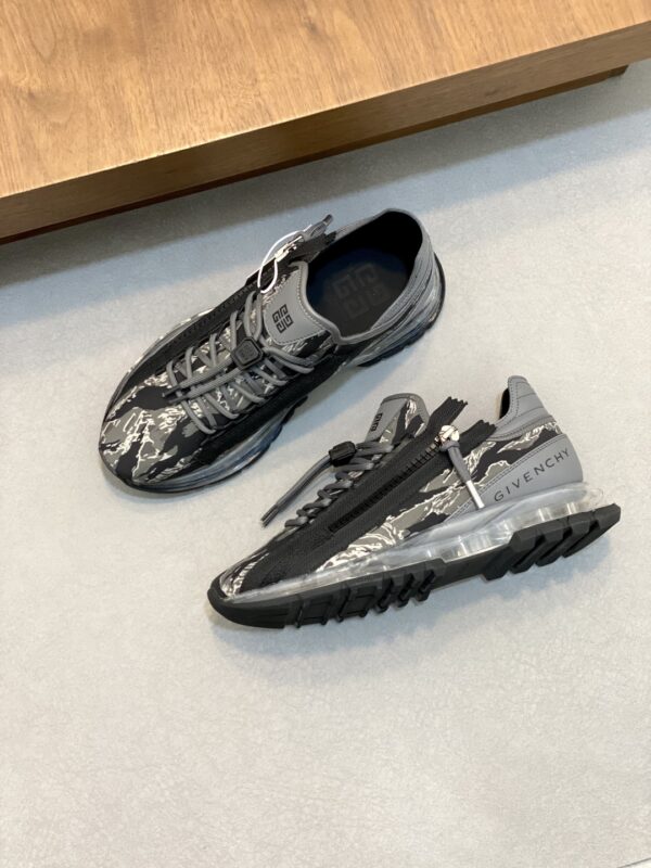 Givenchy Nappa Calf Leather And Camouflage Canvas Casual Sports Shoes - Image 5