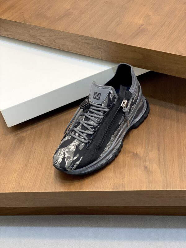 Givenchy Nappa Calf Leather And Camouflage Canvas Casual Sports Shoes - Image 6