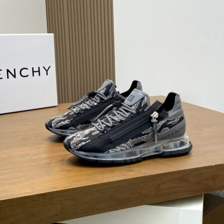 Givenchy Nappa Calf Leather And Camouflage Canvas Casual Sports Shoes