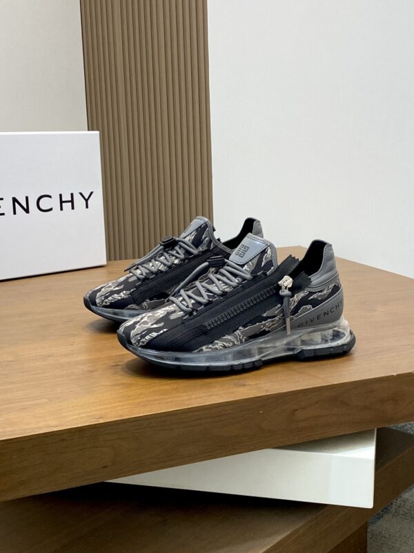Givenchy Nappa Calf Leather And Camouflage Canvas Casual Sports Shoes