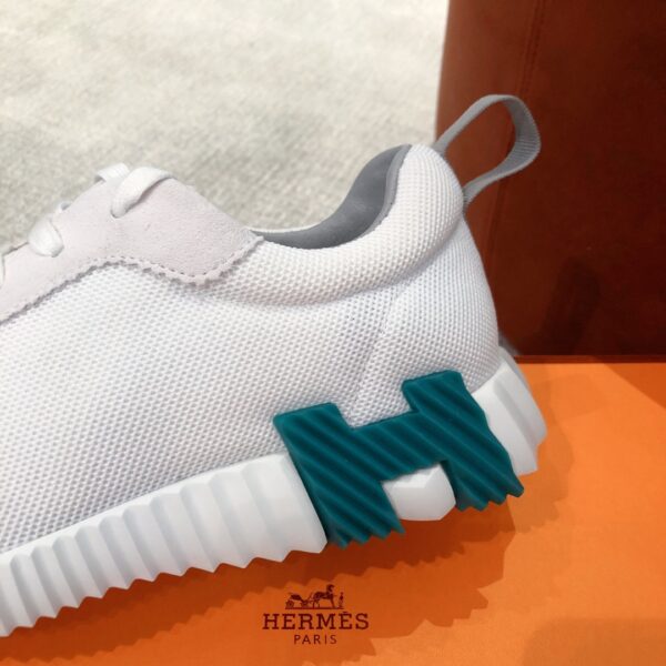 Hermes Couples' Cowhide Leather And Canvas Casual Sports Shoes - Image 7