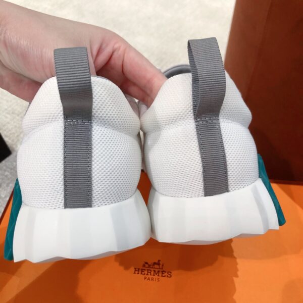 Hermes Couples' Cowhide Leather And Canvas Casual Sports Shoes - Image 8