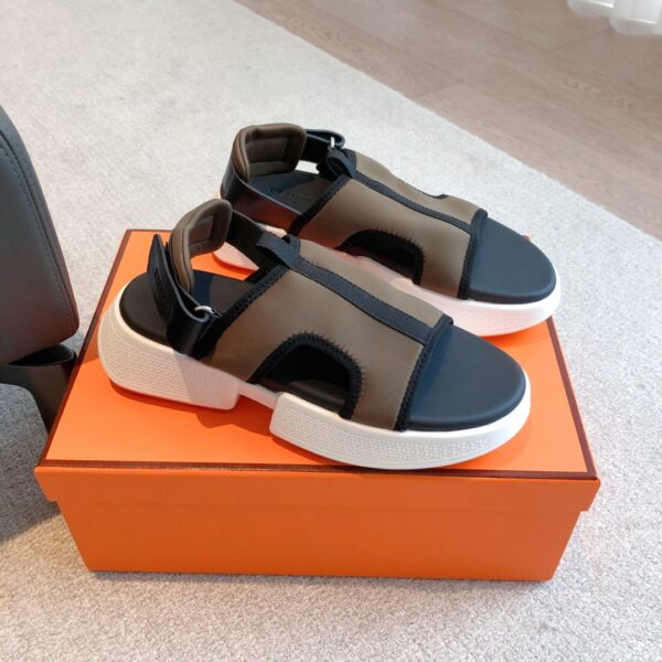 Hermes Couple's Thick Bottom Canvas Sandals - Image 2