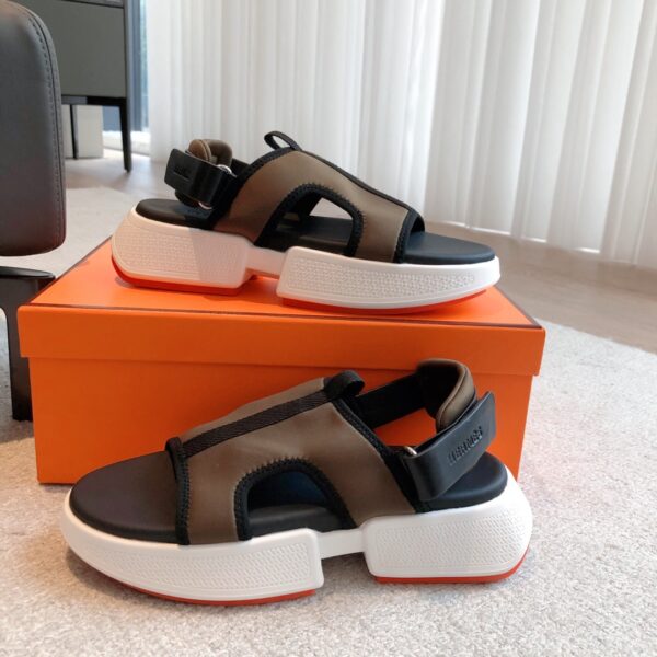 Hermes Couple's Thick Bottom Canvas Sandals - Image 4