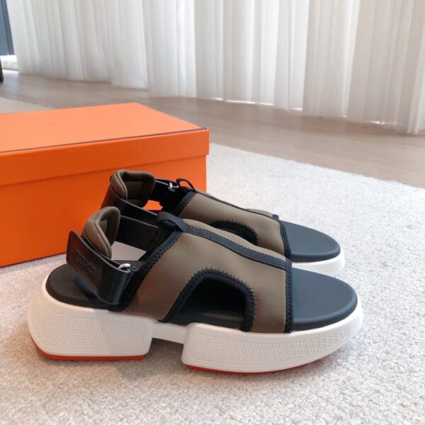 Hermes Couple's Thick Bottom Canvas Sandals