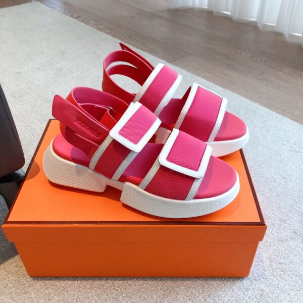 Hermes Couple Style Canvas Thick Soled Casual Sandals - Image 2