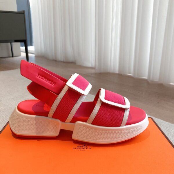 Hermes Couple Style Canvas Thick Soled Casual Sandals - Image 4