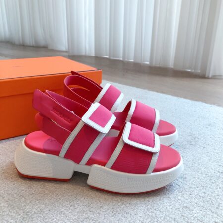Hermes Couple Style Canvas Thick Soled Casual Sandals