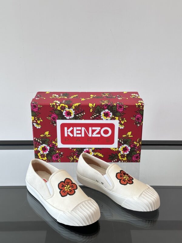 Kenzo Haitang Flower Low Cut Casual Canvas Shoes