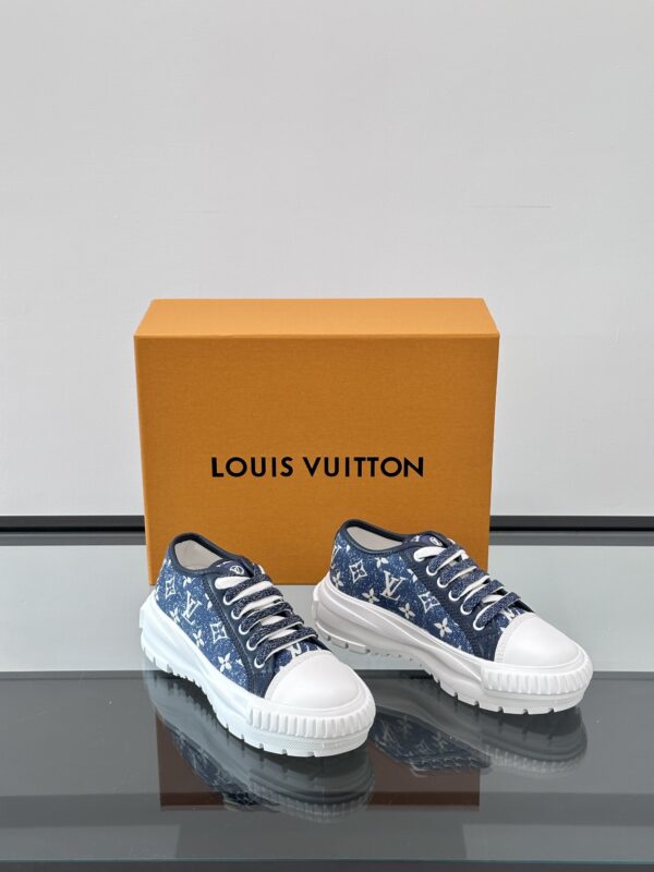 Louis Vuitton New Denim Fabric Thick Sole Casual Sports Shoes