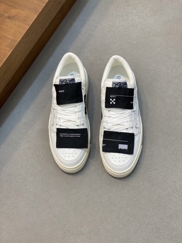 Off White Couple's Drop Patterned Calf Leather Casual Sports Shoes - Image 2