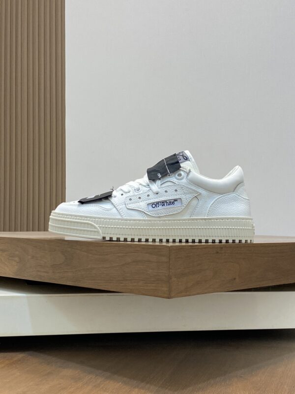 Off White Couple's Drop Patterned Calf Leather Casual Sports Shoes - Image 3