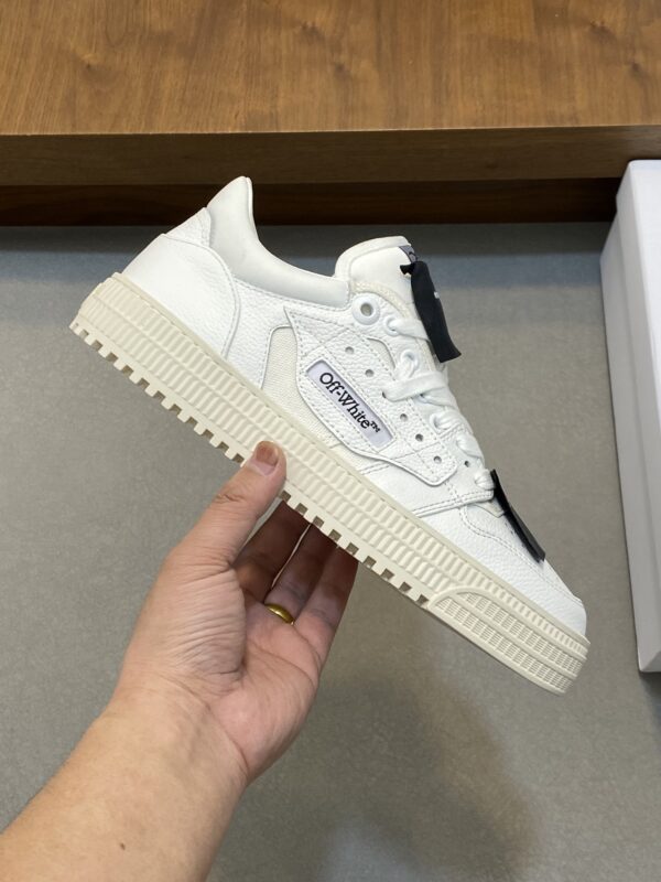 Off White Couple's Drop Patterned Calf Leather Casual Sports Shoes - Image 4