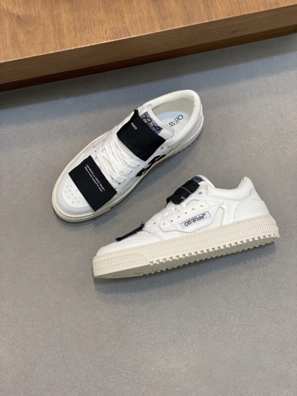 Off White Couple's Drop Patterned Calf Leather Casual Sports Shoes - Image 5
