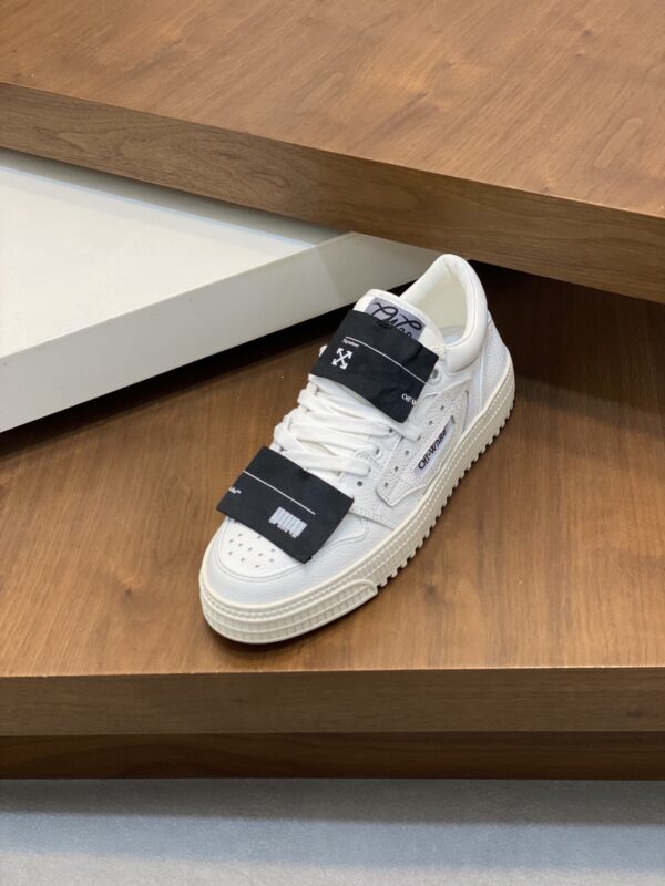 Off White Couple's Drop Patterned Calf Leather Casual Sports Shoes - Image 6
