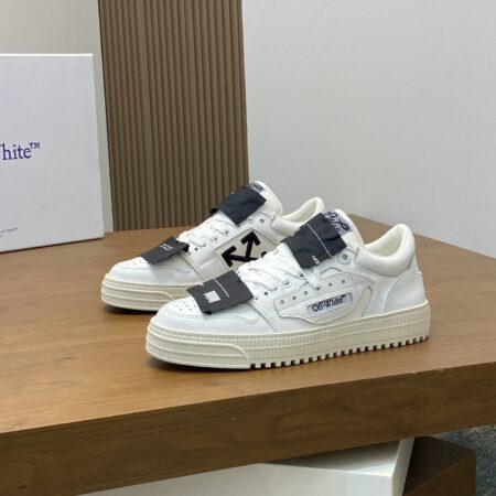 Off White Couple's Drop Patterned Calf Leather Casual Sports Shoes