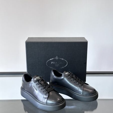 Prada New Men's Cowhide Leather Lace Up Flat Sneakers