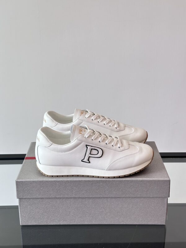 Prada New Cowhide Leather Lace Up Casual Sports Shoes - Image 2