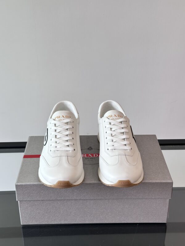 Prada New Cowhide Leather Lace Up Casual Sports Shoes - Image 3
