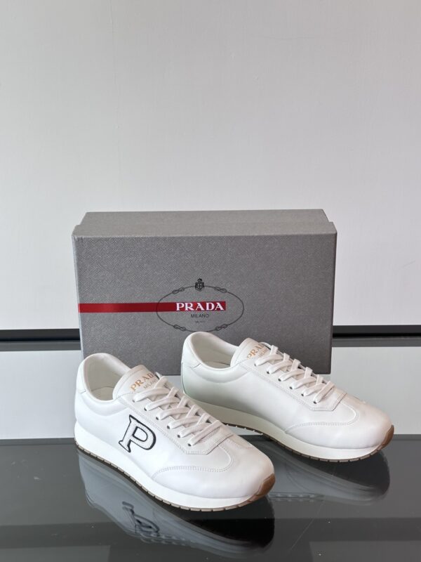 Prada New Cowhide Leather Lace Up Casual Sports Shoes